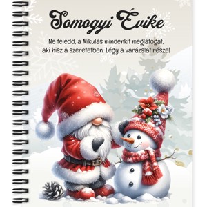 Személyre szabható - Karácsonyi manó és a hóember mintás A5-ös füzet, Otthon & Életmód, Papír, írószer, Jegyzetfüzet & Napló, , MESKA