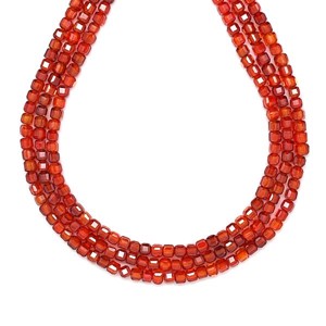 Cirkon fazettált sötét narancs kocka 3x3mm  ékszerkészítő alapanyag (füzér), Kellékek & szerszámok, Ásvány alapanyag, Ásványfüzér, , MESKA