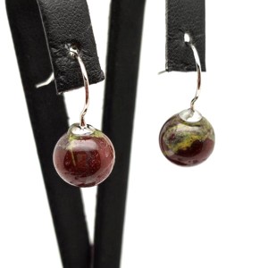 Fülbevaló golyó jáspis sárkány bedugós 10-10,5mm, Ékszer, Fülbevaló, Lógó fülbevaló, , MESKA