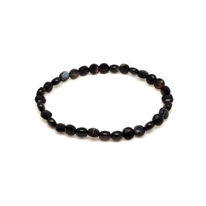 Achát fekete fazettált korong karkötő 6x4mm, Ékszer, Karkötő, Ásványkarkötő, , MESKA