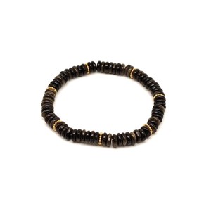 Obszidián arany korong karkötő köztessel 6x2mm, Ékszer, Karkötő, Ásványkarkötő, , MESKA
