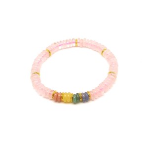 Rózsakvarc ásvány karkötő 5 korong köves díszítéssel 6�2 mm, Ékszer, Karkötő, Ásványkarkötő, , MESKA