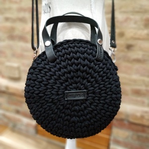 Horgolt női körtáska - MINI - Crossbody - FEKETE - táska & tok - kézitáska & válltáska - vállon átvethető táska - Meska.hu