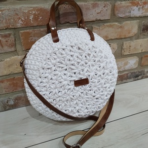 Horgolt női körtáska fehér színben - jázmin mintával - Crossbody - táska & tok - kézitáska & válltáska - vállon átvethető táska - Meska.hu