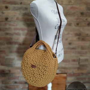 Horgolt női körtáska mustársárga színben - jázmin mintával - Crossbody - táska & tok - kézitáska & válltáska - vállon átvethető táska - Meska.hu