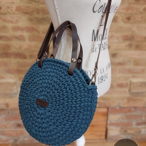 Horgolt női körtáska PETROL színben - Crossbody - táska & tok - kézitáska & válltáska - vállon átvethető táska - Meska.hu
