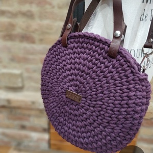 Horgolt női körtáska PADLIZSÁN színben - Crossbody - Meska.hu