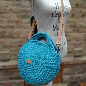Horgolt női körtáska TÜRKIZKÉK színben - Crossbody - táska & tok - kézitáska & válltáska - vállon átvethető táska - Meska.hu
