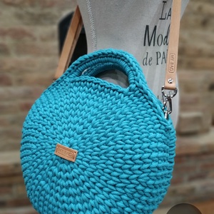 Horgolt női körtáska TÜRKIZKÉK színben - Crossbody - táska & tok - kézitáska & válltáska - vállon átvethető táska - Meska.hu