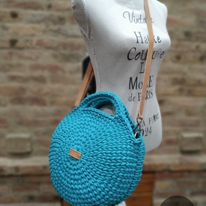 Horgolt női körtáska TÜRKIZKÉK színben - Crossbody - táska & tok - kézitáska & válltáska - vállon átvethető táska - Meska.hu