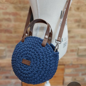 Horgolt női körtáska - MINI - Crossbody - FARMERKÉK, Táska & Tok, Kézitáska & válltáska, Vállon átvethető táska, Horgolás, MESKA