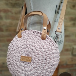 Horgolt női körtáska - MINI - Crossbody - PASTEL PINK, Táska & Tok, Kézitáska & válltáska, Vállon átvethető táska, Horgolás, MESKA