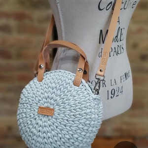 Horgolt női körtáska - MINI - Crossbody - PASTEL ZÖLD, Táska & Tok, Kézitáska & válltáska, Vállon átvethető táska, Horgolás, MESKA