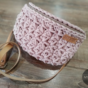 Horgolt övtáska jázmin mintával - PASTEL PINK - táska & tok - övtáska - Meska.hu