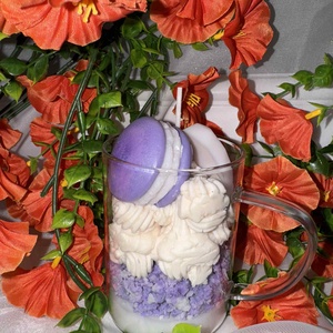 Macaron-desszert pohárgyertya - esküvő - dekoráció - gyertya & gyertyatartó - Meska.hu