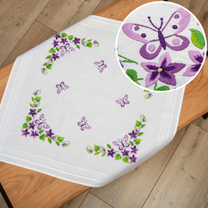 Lila pillangós terítő DIY hímzőkészlet, 80 x 80 cm - Meska.hu