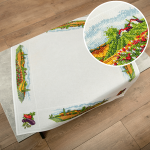 Mediterrán mintás DIY hímzőkészlet, leszámolós keresztszemes, 90 x 90 cm - Meska.hu