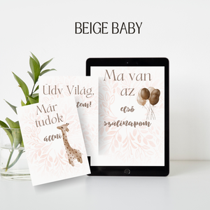 Baba Mérföldkő Kártya csomag - Beige színben, A5 méret/Babaváró ajándék/Babaköszöntő ajándék - játék & sport - babalátogató ajándékcsomag - Meska.hu