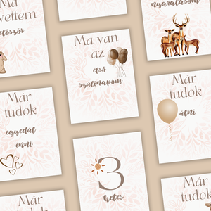 Baba Mérföldkő Kártya csomag - Beige színben, A5 méret/Babaváró ajándék/Babaköszöntő ajándék - otthon & életmód - babaszoba, gyerekszoba - babaszoba dekoráció - Meska.hu