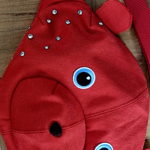 Korall piros teddybag farmerből, strasszokkal - táska & tok - variálható táska - Meska.hu