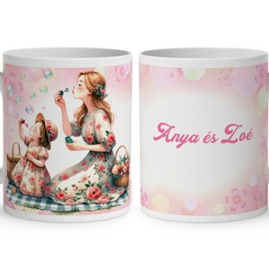 Kérd a neveddel - Anya és lánya buborékfújás mintás bögre, Otthon & Életmód, Konyhafelszerelés, tálalás, Tálalás, Bögre & Csésze, , MESKA