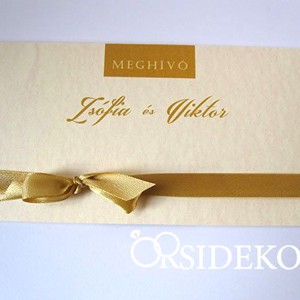 Modern és elegáns esküvői meghívó szalaggal díszítve - Meska.hu