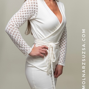 Törtfehér egyedi kardigán - ruha & divat - női ruha - kardigánok - Meska.hu