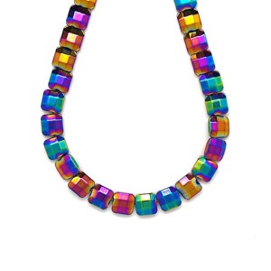 Hematit faz szinezett szivárvány négyzet 8mm ékszerkészítő alapanyag (füzér), Kellékek & szerszámok, Ásvány alapanyag, Ásványfüzér, , MESKA