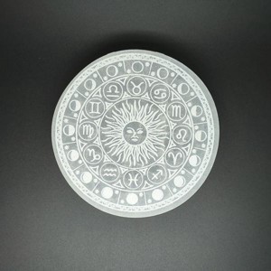Szelenit korong zodiákus nap hold 9-10cm, Kellékek & szerszámok, Ásvány alapanyag, Szelenit korong, , MESKA