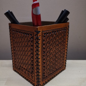 Bőr asztali tolltartó, Otthon & Életmód, Papír, írószer, Tolltartó & Ceruzatekercs, Bőrművesség, MESKA