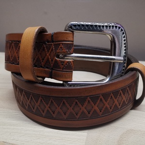 Növényi cserzésű poncolt bőr öv - ruha & divat - öv & övcsat - öv - Meska.hu