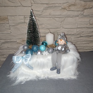 Szőrmés asztali dekoráció  - karácsony - adventi díszek - adventi asztaldísz - Meska.hu