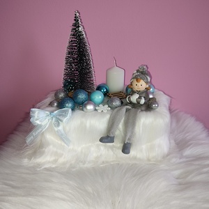 Szőrmés asztali dekoráció , Karácsony, Adventi díszek, Adventi asztaldísz, Mindenmás, MESKA