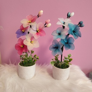 Harisnya virág dekoráció kerámia kaspóban  - Meska.hu