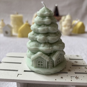 Téli falucska  fenyőfa formájú kézműves gyertya - karácsony - karácsonyi lakásdekoráció - karácsonyi illatgyertya, mécses - Meska.hu