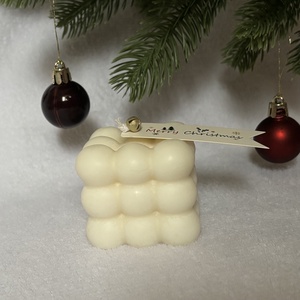 Buborékkocka - kézműves gyertya - karácsony - karácsonyi lakásdekoráció - karácsonyi illatgyertya, mécses - Meska.hu