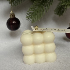 Buborékkocka - kézműves gyertya - karácsony - karácsonyi lakásdekoráció - karácsonyi illatgyertya, mécses - Meska.hu