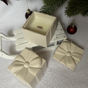 Kézműves gyertya ajándékdoboz tégelyben - fa kanóccal - karácsony - karácsonyi lakásdekoráció - karácsonyi illatgyertya, mécses - Meska.hu