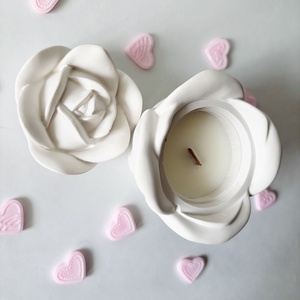 Rózsa formájú tégely � fa kanócos szójagyertya - otthon & életmód - gyertya, illat, aroma - gyertya - Meska.hu