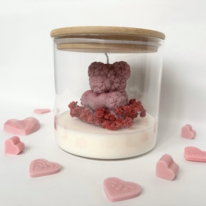 Rózsamaci gyertya bambusztetős üvegben � romantikus, kézzel készült dekoráció - Meska.hu