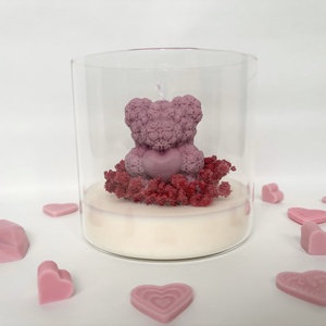 Rózsamaci gyertya bambusztetős üvegben � romantikus, kézzel készült dekoráció - otthon & életmód - gyertya, illat, aroma - gyertya - Meska.hu