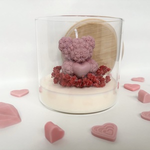 Rózsamaci gyertya bambusztetős üvegben � romantikus, kézzel készült dekoráció - otthon & életmód - gyertya, illat, aroma - gyertya - Meska.hu