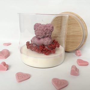 Rózsamaci gyertya bambusztetős üvegben � romantikus, kézzel készült dekoráció - otthon & életmód - gyertya, illat, aroma - gyertya - Meska.hu