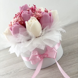 Illatos tulipán box szója viaszból � elegáns virágdoboz ajándék - otthon & életmód - gyertya, illat, aroma - illatviasz - Meska.hu