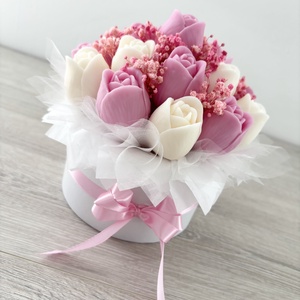 Illatos tulipán box szója viaszból � elegáns virágdoboz ajándék, Otthon & Életmód, Gyertya, illat, aroma, Illatviasz, Gyertya-, mécseskészítés, MESKA