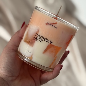 �� Sütőtök Latte illatgyertya � 350 ml-es pohárgyertya pamut kanóccal - otthon & életmód - gyertya, illat, aroma - gyertya - Meska.hu