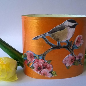 Napsugaras kis kanna, Otthon & Életmód, Dekoráció, Asztal és polc dekoráció, Asztaldísz, Decoupage, transzfer és szalvétatechnika, Festett tárgyak, MESKA