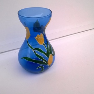 Kék váza aranyló tulipánokkal - otthon & lakás - dekoráció - virágdísz és tartó - váza - Meska.hu