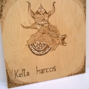 Kelta harcos falikép, Otthon & Életmód, Dekoráció, Kép & Falikép, Fából készült kép, Famegmunkálás, Gravírozás, pirográfia, MESKA