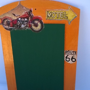Vagány motoros üzenő tábla, Otthon & Életmód, Dekoráció, Kép & Falikép, Táblakép, Decoupage, transzfer és szalvétatechnika, Festett tárgyak, MESKA